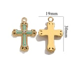 Green / 1 Piece Classic Retro Style Cross Shape Stainless Steel  Gold Color Women's Pendant Picture13